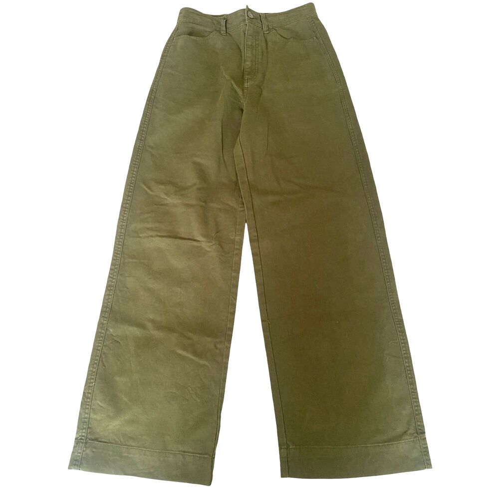 Old Navy Extra High Waisted Wide Leg Canvas Pants 8 Tall Olive Green Utility